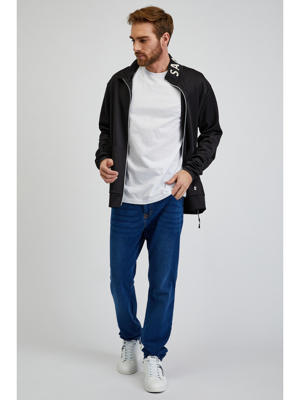 Sam 73 Crna muška majica s kapuljačom SAM73 Stephen na patentni zatvarač