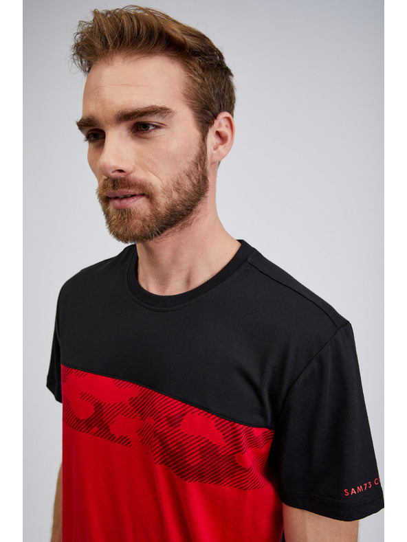 Sam 73 Crno-crvena muška majica SAM73 Cetus
