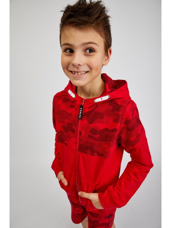 Sam 73 Crvena dječačka majica s kapuljačom SAM73 Musgravit s patentnim zatvaračem