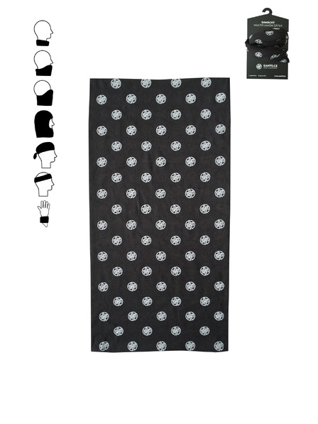 Sam 73 Crni multifunkcionalni šal s uzorkom SAM 73