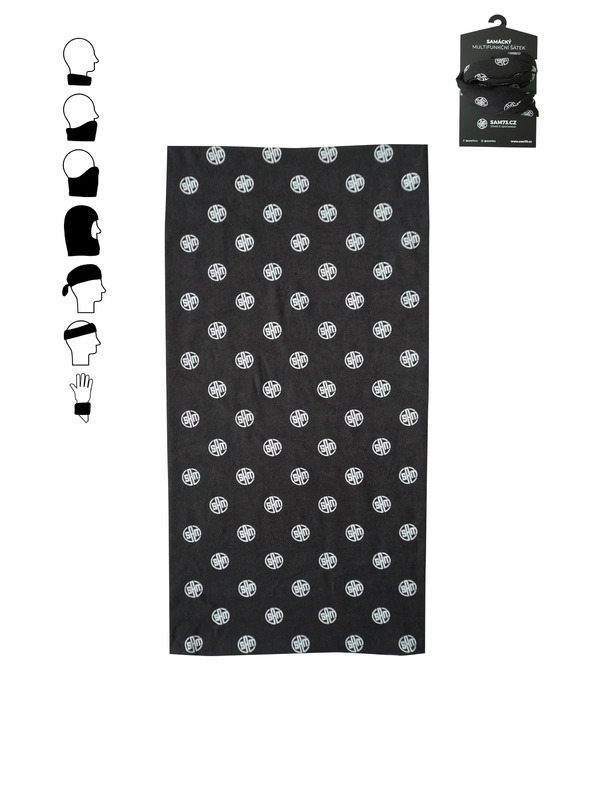 Sam 73 Crni multifunkcionalni šal s uzorkom SAM 73