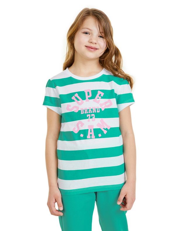 Sam 73 Bijelo-zelena dječja majica na pruge SAM 73 Siobhan