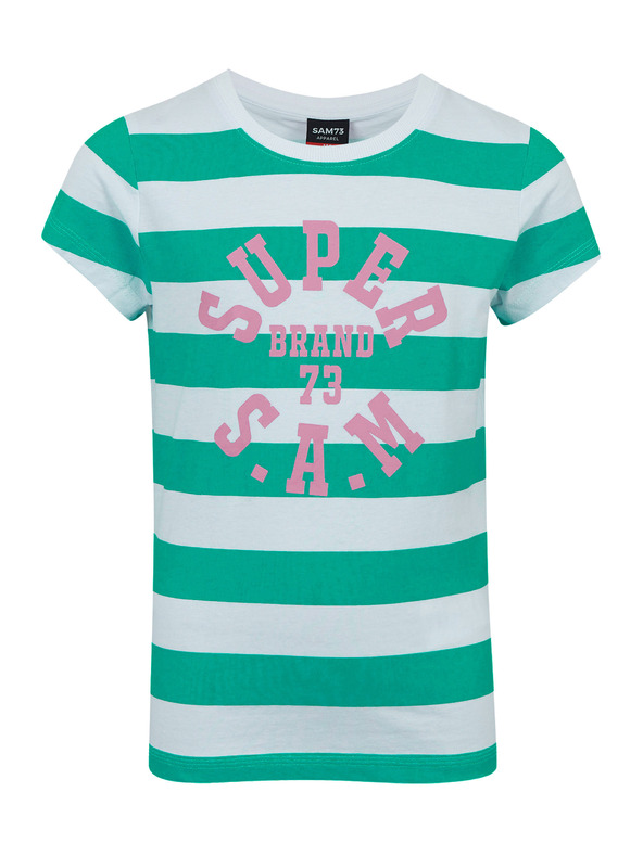 Sam 73 Bijelo-zelena dječja majica na pruge SAM 73 Siobhan