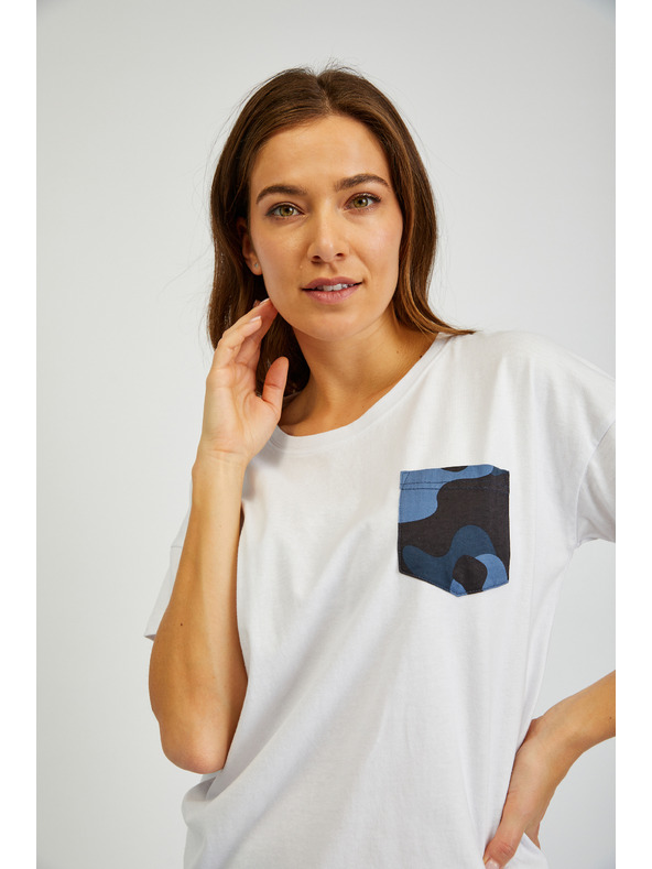 Sam 73 Bijela ženska majica s džepom SAM 73 Marie