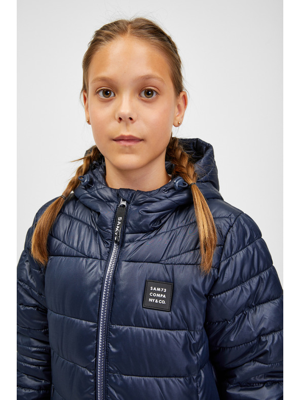 Sam 73 Tamnoplavi dječji prošiveni kaput s kapuljačom SAM 73 Nadine