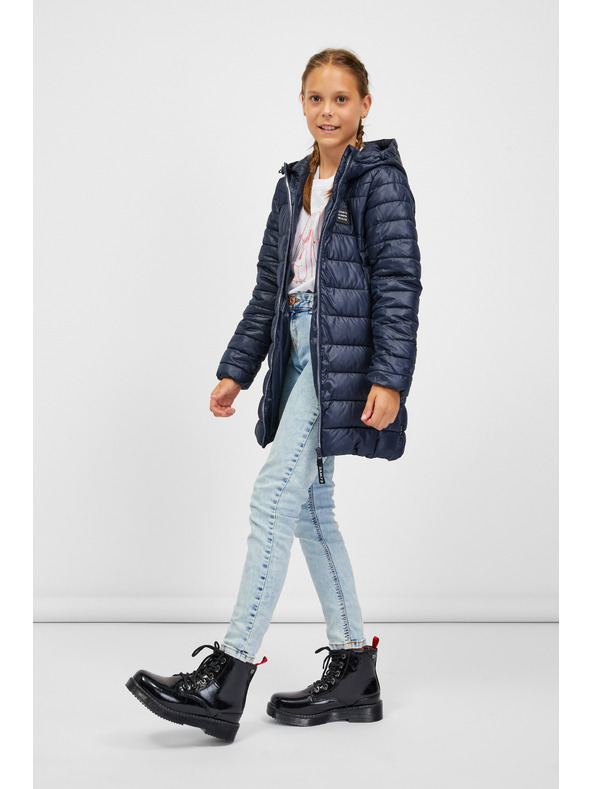 Sam 73 Tamnoplavi dječji prošiveni kaput s kapuljačom SAM 73 Nadine