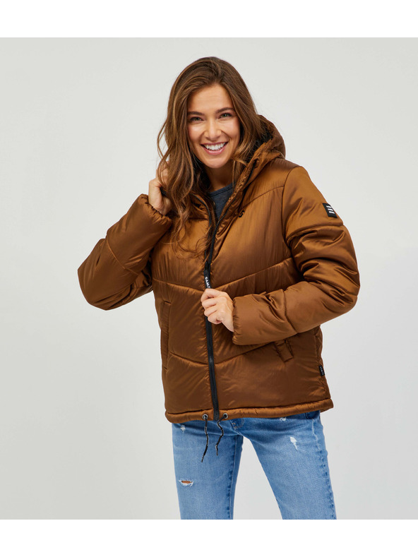 Sam 73 Smeđa ženska prošivena zimska jakna s kapuljačom SAM 73 Gede