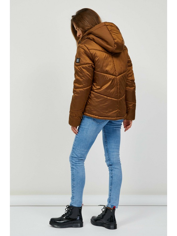 Sam 73 Smeđa ženska prošivena zimska jakna s kapuljačom SAM 73 Gede