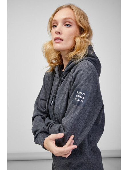 Sam 73 Siva ženska majica s tigrastim zatvaračem i kapuljačom SAM 73 Drusilia