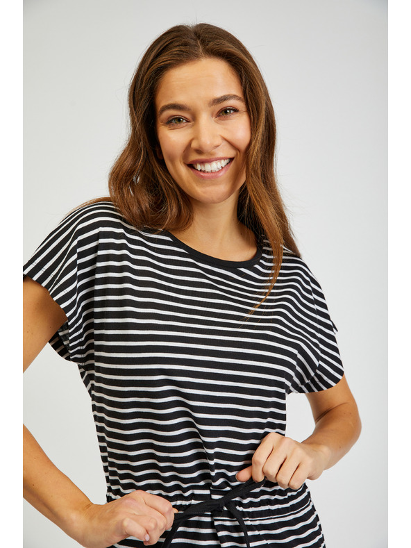 Sam 73 Bijelo-crna ženska haljina na pruge SAM73 Sagitta