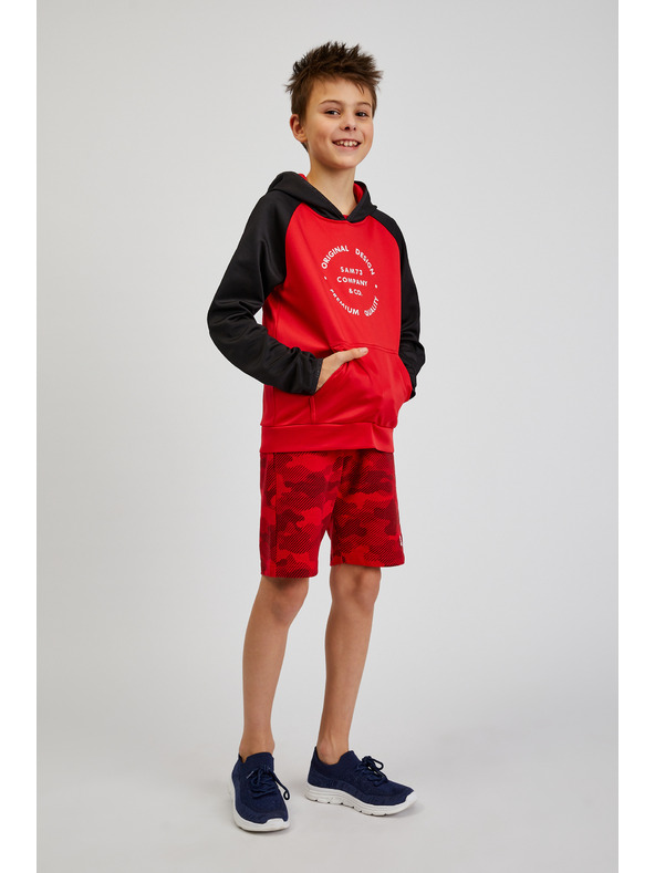 Sam 73 Crno-crvena unisex dječja majica s kapuljačom SAM73 Draco