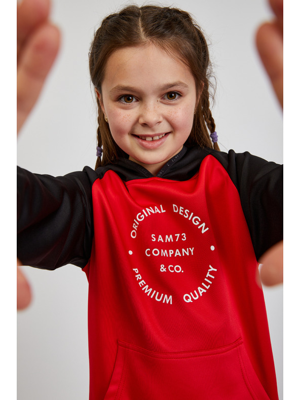 Sam 73 Crno-crvena unisex dječja majica s kapuljačom SAM73 Draco