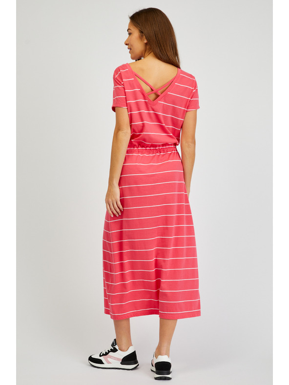 Sam 73 Crvena ženska haljina na pruge SAM73 Columba