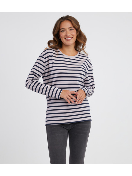 Sam 73 Plavo-ružičasta ženska majica dugih rukava na pruge SAM 73 Prudence