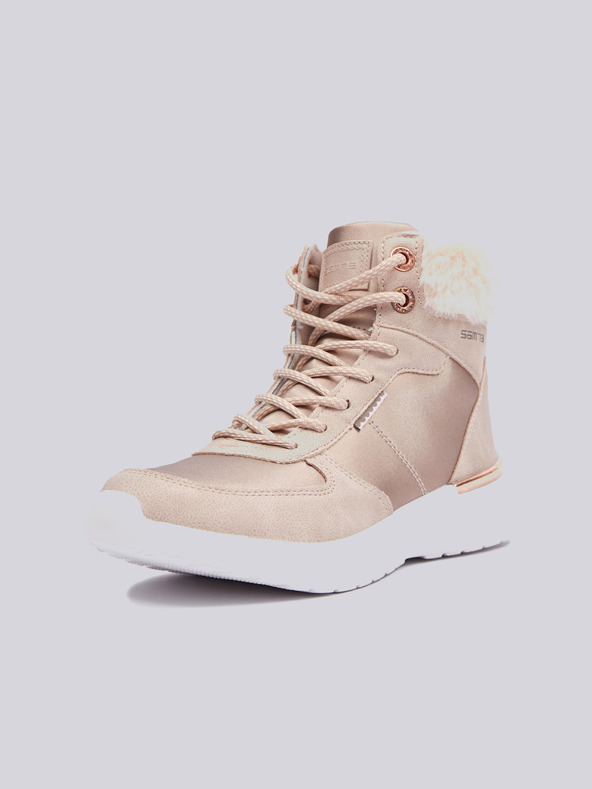 Sam 73 Svijetlo ružičaste ženske zimske gležnjače s detaljima od brušene kože SAM 73 Antlia