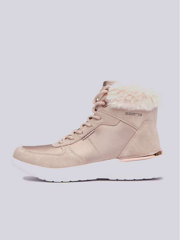 Sam 73 Svijetlo ružičaste ženske zimske gležnjače s detaljima od brušene kože SAM 73 Antlia