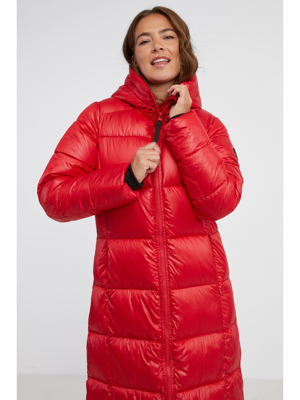 Sam 73 Crveni ženski prošiveni kaput s kapuljačom SAM 73 Anna