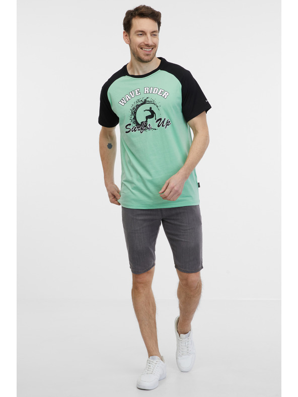 Sam 73 Crno-zelena muška majica kratkih rukava SAM 73 Esteban