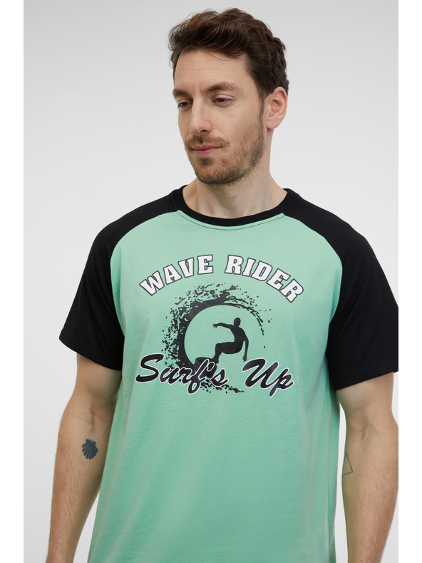 Sam 73 Crno-zelena muška majica kratkih rukava SAM 73 Esteban