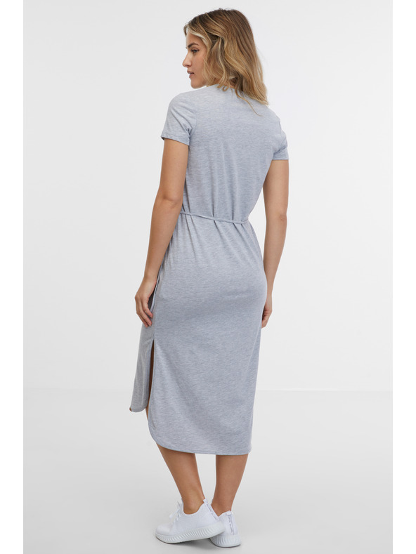 Sam 73 Svijetlo siva ženska midi haljina s brindovima SAM 73 Estela