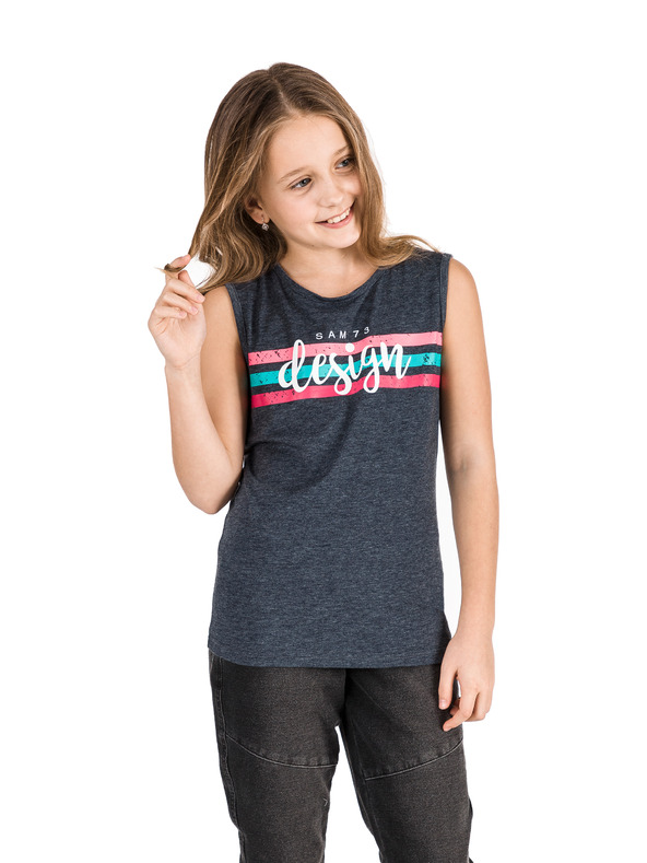 Sam 73 Tamnoplava majica bez rukava za djevojčice s printom SAM 73