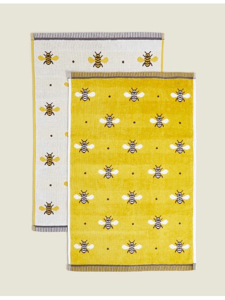 Marks & Spencer Set od 2 ručnika od čiste pamučne tkanine sotiskom pčela Marks & Spencer žuta