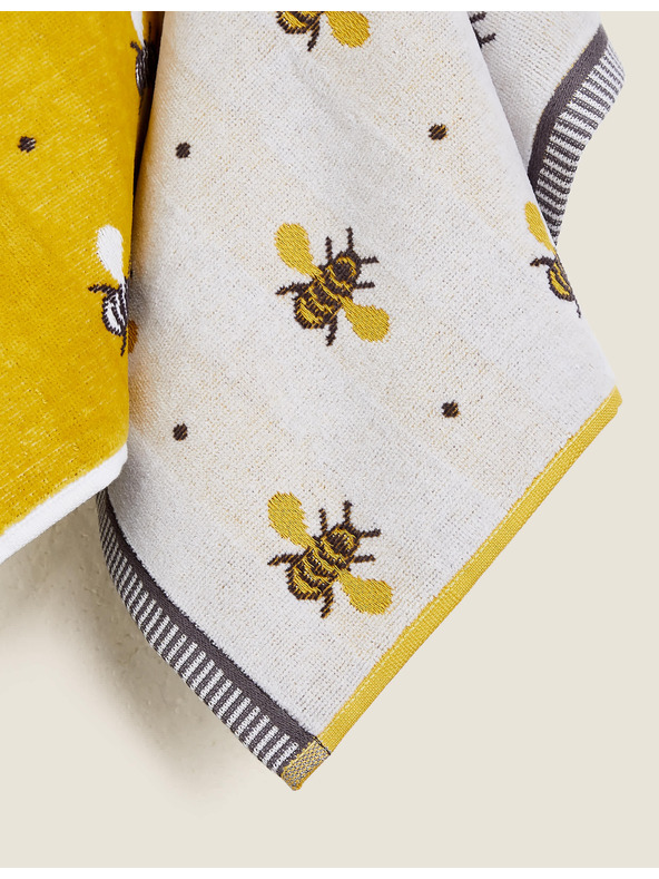Marks & Spencer Set od 2 ručnika od čiste pamučne tkanine sotiskom pčela Marks & Spencer žuta