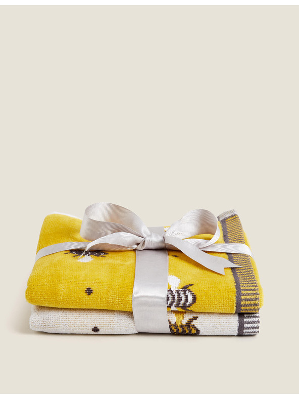 Marks & Spencer Set od 2 ručnika od čiste pamučne tkanine sotiskom pčela Marks & Spencer žuta