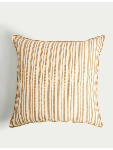 Marks & Spencer Prugasti jastuk s vezom, od čistog pamuka Marks & Spencer žuta