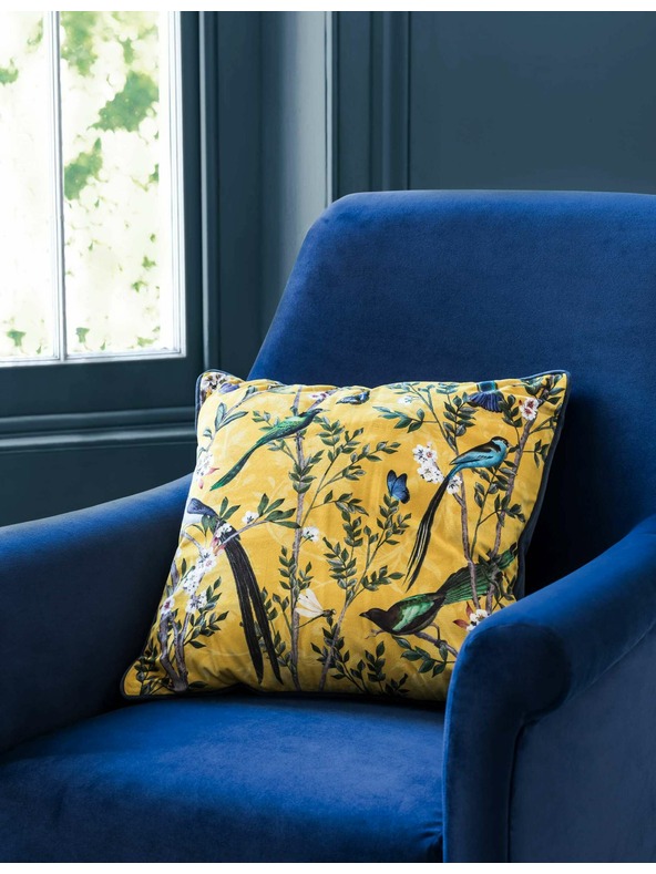 Marks & Spencer Baršunasti jastuk s pticama Marks & Spencer žuta