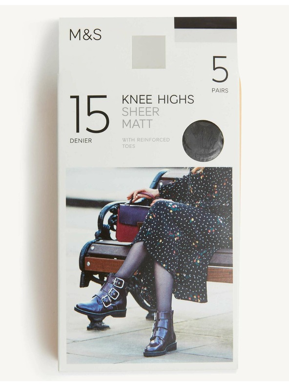 Marks & Spencer Pakiranje od 5 parova mat čarapa do koljena, 15 DEN Marks & Spencer crna