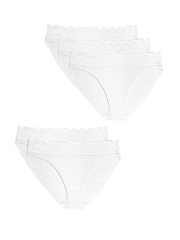 Marks & Spencer Čipkaste gaćice od pamuka sa likrom, 5 kom u pakiranju Marks & Spencer bijele
