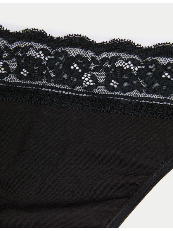 Marks & Spencer Čipkaste gaćice od pamuka sa likrom, 5 kom u pakiranju Marks & Spencer crne