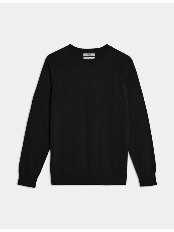 Marks & Spencer Džemper od čistog pamuka, s ovratnikom Marks & Spencer crna