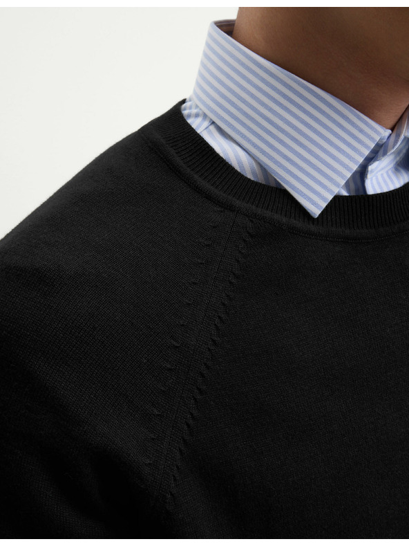 Marks & Spencer Džemper od čistog pamuka, s ovratnikom Marks & Spencer crna