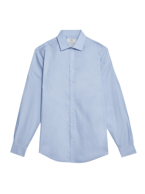 Marks & Spencer Pamučna košulja klasičnog kroja s nepotrebnim glačanjem Marks & Spencer plava