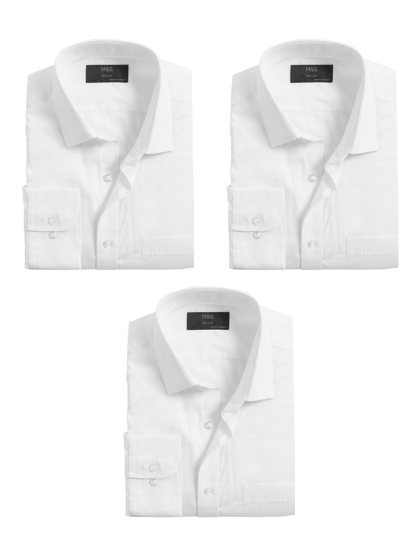 Marks & Spencer Košulja dugih rukava, normalan kroj, set 3 kom Marks & Spencer bijela