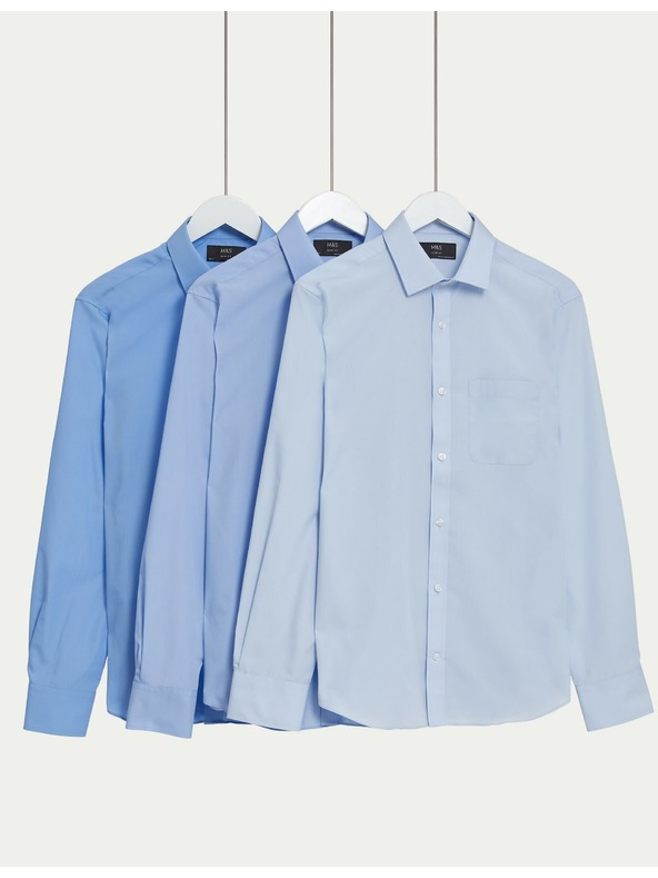 Marks & Spencer Košulja uskog kroja od pamučne mješavine, 3 kom Marks & Spencer plava