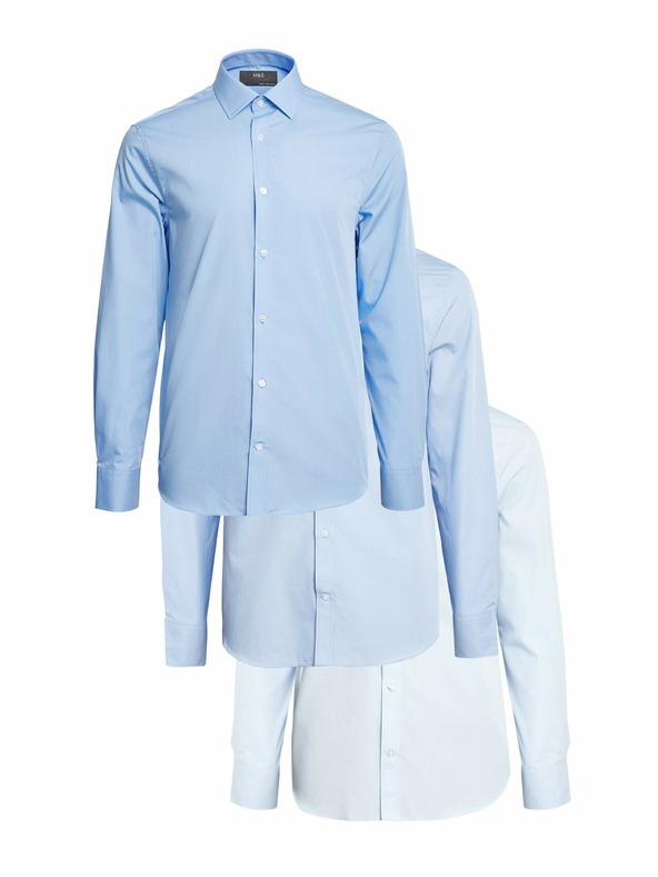 Marks & Spencer Košulja uskog kroja od pamučne mješavine, 3 kom Marks & Spencer plava