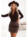 numoco Stilski ženski body s preklopnim izrezom - čokoladna