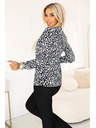 numoco Poslovna bluza s dugim rukavima i vezivanjem sprijeda - crno-bijeli uzorak