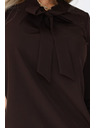 numoco Poslovna bluza s dugim rukavima i vezivanjem sprijeda - čokoladna
