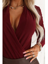 numoco Bordo ženski body s V-izrezom