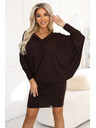 numoco Udobne šišmiš haljine s dugim rukavima - čokoladne