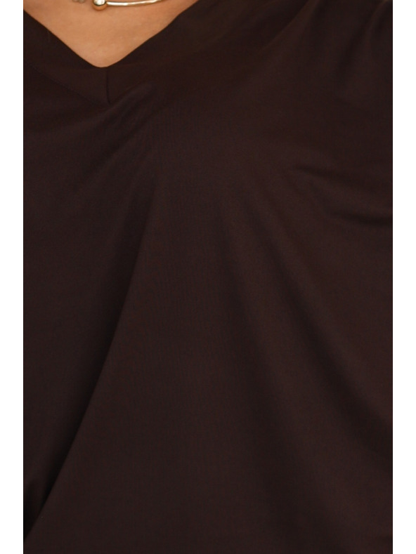 numoco Udobne šišmiš haljine s dugim rukavima - čokoladne