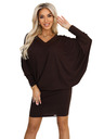 numoco Udobne šišmiš haljine s dugim rukavima - čokoladne
