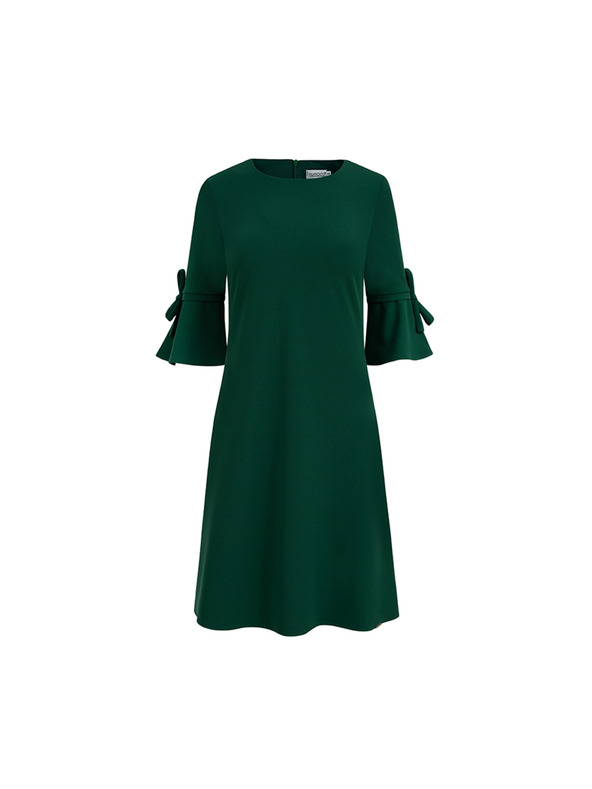 numoco NEVA Trapezaste haljine s mašnom - tamno zelena