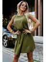 numoco VICTORIA Trapezaste haljine bez rukava s vezom u struku - kaki