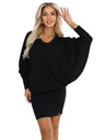 numoco Udobne šišmiš haljine s dugim rukavom - crne