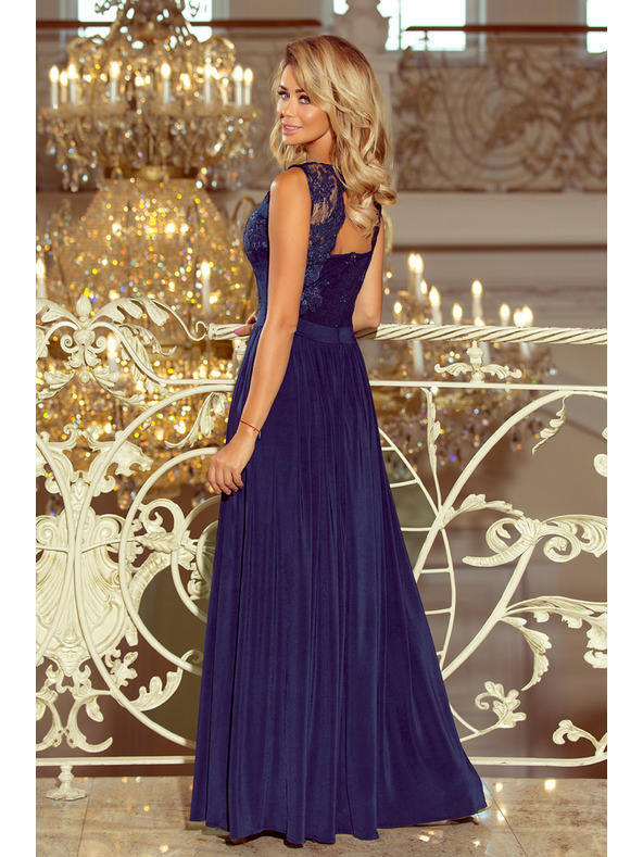 numoco LEA duge haljine s vezenim izrezom - tamno plave